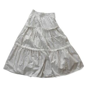 LoveShackFancy White Tiered Cotton Maxi Skirt